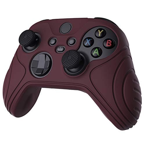 eXtremeRate PlayVital Samurai Edition Silicone Skin for Xbox Series S/X Controller, Anti-Slip Ergonomic Protective Case Cover for Xbox Core Controller w/Thumb Grips - Wine Red — view 5