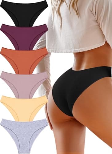 UNDER THE SEA 6 Pack Cotton Underwear for Women Low Rise Bikini High Cut Breathable Panties Underwear Womens Clothing Lingerie