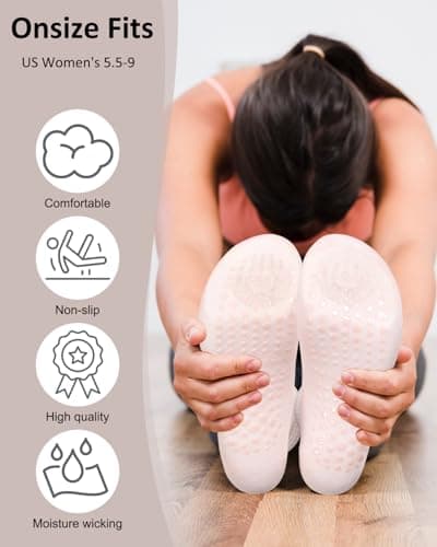4 Pack Pilates Socks Women Non Slip, Grippy Yoga Grip Socks for Barre, Ballet, Dance, Barefoot Workout, Reformer — view 3