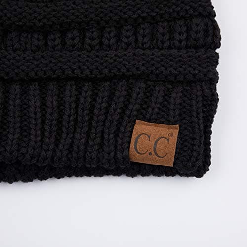 C.C Hatsandscarf Exclusives Solid Color Beanie Tail Hat for Adult (MB-20A) - One Size, Black — view 3