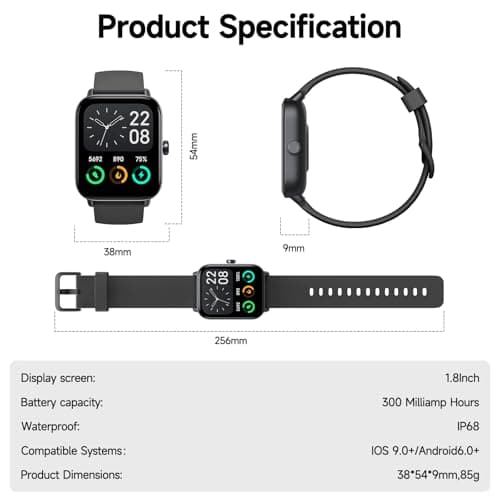 Smart Watch for Men Women (Answer/Make Call), Alexa Smartwatch Compatible with Android iOS, Fitness Tracker with Heart Rate SpO2 Sleep Monitor, 1.8'' HD DIY Dial Waterproof Watch with Bluetooth Call — view 8