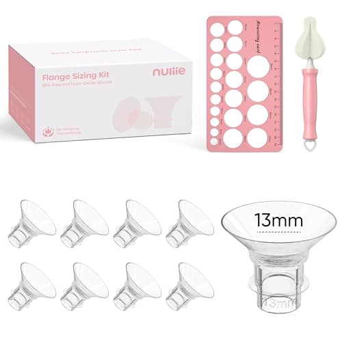 Nuliie 8PCS Silicone Flanges Insert Replacement Kit, Flange Sizing Kit 13mm for 24mm Flange/Shield Breast Pumps, Pumping Essential Kit for Moms