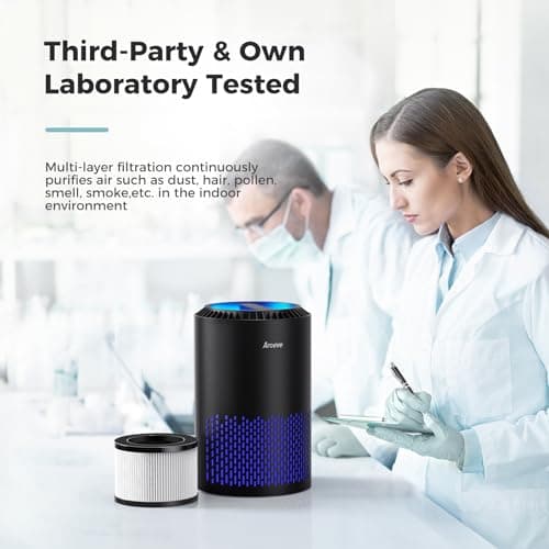 AROEVE Air Purifiers for Bedroom Home, Air Purifier For Smoke Pollen Dander Hair Smell Air Cleaner with Sleep Mode Speed Control For Bedroom Office, MK01- Black(Available for California) — view 5