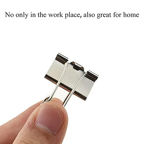 HAHIYO Binder Clips Paper Clamps Spring Steel Sturdy Medium 1.26 inches Width 0.39 Inch Capacity No Sharp Edges Heavy Duty Tight Grip Reusable Silver Metal Bright Finish for Home Office School 13 Pack — view 4