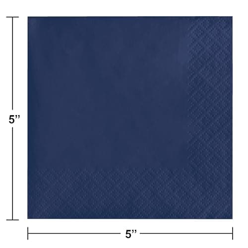 Creative Converting Touch of Color 200 Count 2-Ply Paper Beverage Napkins, Navy Blue, 5" x 5" - 251137 — view 2