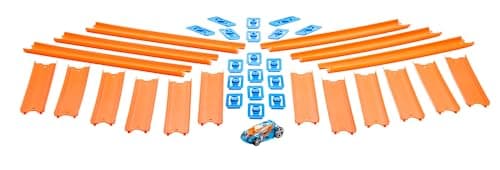Hot Wheels Toy Car Straight Track Set with 37 Component Building Parts & 1:64 Scale Vehicle — view 3