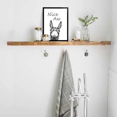 Foduuo Funny Bathroom Wall Art Decor, Black and White Donkey Wall Art, 8x10in Waterproof Canvas Framed Wall Art Animals Abstract Prints, High-end Pictures for Bedroom Kids Room — view 2