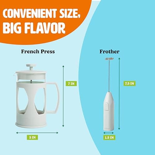 Tasty French Press and Frother Coffee Gift Set, Includes a 4.5-Cup Coffee Press and Battery Operated Handheld Milk Frother, Perfect for French and American Style, 2-Piece Set, Aqua — view 5