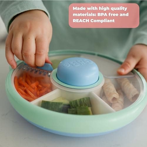 GoBe Kids Small Snack Spinner Slide - Reusable Snack Container with 4 Compartment Dispenser and Lid | BPA/PVC Free | Dishwasher Safe | No Spill - Travel Accessories (Twinberry) — view 2