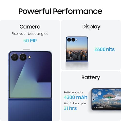 Samsung Galaxy Z Flip7, 256GB, Blue Shadow (CAD Version & Warranty) - AI Smartphone, 50MP, 6.9" Dynamic AMOLED Main Display, 120Hz Refresh, FlexCam - Financing Available — view 4