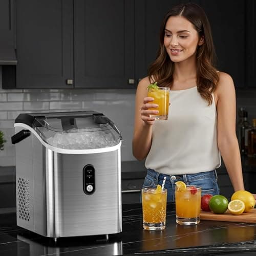 Antarctic Star Nugget Ice Maker Countertop with Soft Chewable Ice, Portable Sonic Ice Maker with Basket and Scoop, Removable Top Cover, Auto-Cleaning for Home/Party/RV/Camping (Stainless Steel Silver) — view 7