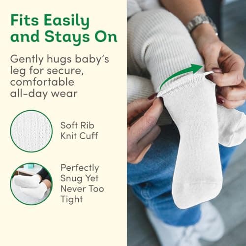 Fruit of the Loom Baby & Toddler Grow & Fit Flex Zones Cotton Stretch Crew Socks - Unisex, Girls, Boys (0-6 Months, White) — view 4