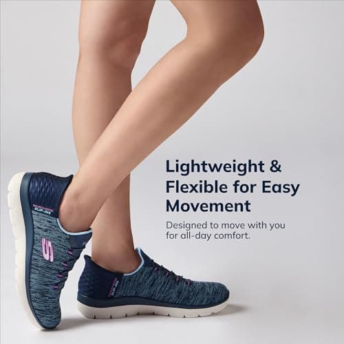Skechers Women's Summits Hands-Free Slip-Ins – Memory Foam Insole, Heel Pillow, Vegan Materials Sneaker, Navy Purple, 5 — view 5
