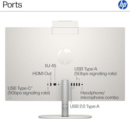 HP 27" FHD Touchscreen All-in-One Desktop, AMD Ryzen 5 (Up to 4.3GHz), 16GB DDR5 RAM, 1TB PCIe SSD, Wi-Fi 6, USB-C, HDMI, Wireless KB & Mouse, Windows 11 — view 4