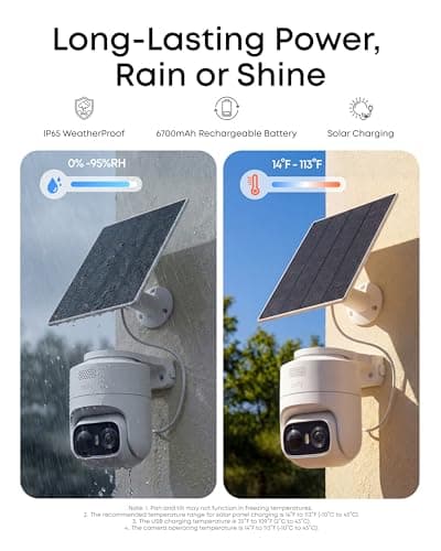 eufy Security eufyCam C37, Security Cameras Wireless Outdoor, 360° Pan & Tilt AI Tracking, 2K Solar Camera, Human/Pet/Vehicle Detection, Flexible Solar Panel, Color Night Vision, No Subscription — view 7