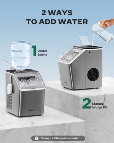 Silonn Ice Makers Countertop, 44lbs Per Day, 2 Ways to Add Water, Auto Self-Cleaning, Stainless Steel Ice Machine for Home Office Bar Party — view 2