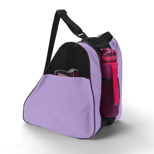 Purple Roller Skate Bag with Adjustable Shoulder Strap and Handle, Large Capacity Quad Inline Figure Skating Bag for Women Men Kids, Roller Skate Accessories — view 4