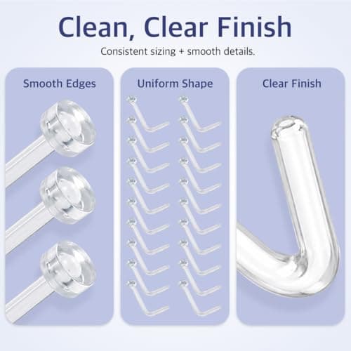 Vivid Works Clear Nose Studs for Work 20 Pack 18 Gauge - Clear Nose Rings 1mm | Invisible Flat Stud Plastic Piercing Retainer Cover for Surgery - Piercing Jewelry for Women and Men — view 2