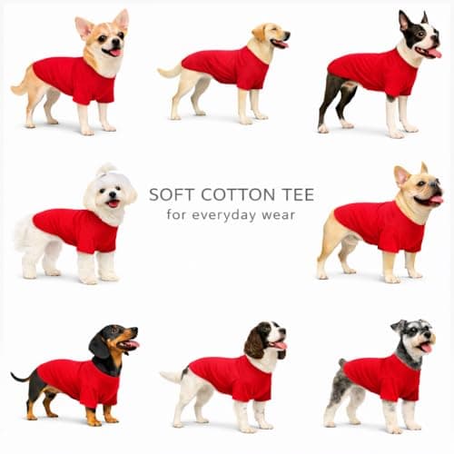 Lovelonglong Pet Clothing Dog Costumes Basic Blank T-Shirt Tee Shirts for Small Dogs Red S — view 4