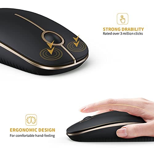 VssoPlor Wireless Mouse, 2.4G Slim Portable Computer Laptop Mouse with Nano Receiver Quiet Silent Optical Mice for Notebook, PC, Laptop, Computer-Black and Gold — view 5