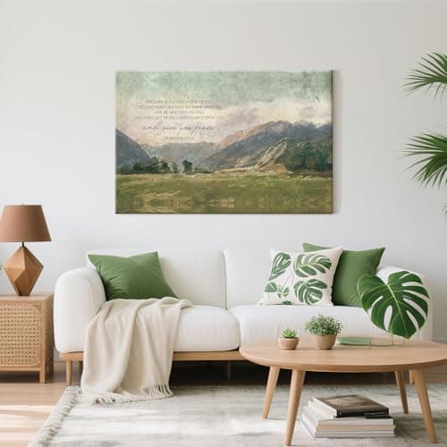CHDITB Numbers 6:24-26 May The Lord Bless You Wall Art(24"x16"), Jesus Christian Bible Verse Scripture Canvas Artwork, Abstcat Watercolor Mountain Landscape Nature Decor for Home Dining Room Christ Gift — view 4