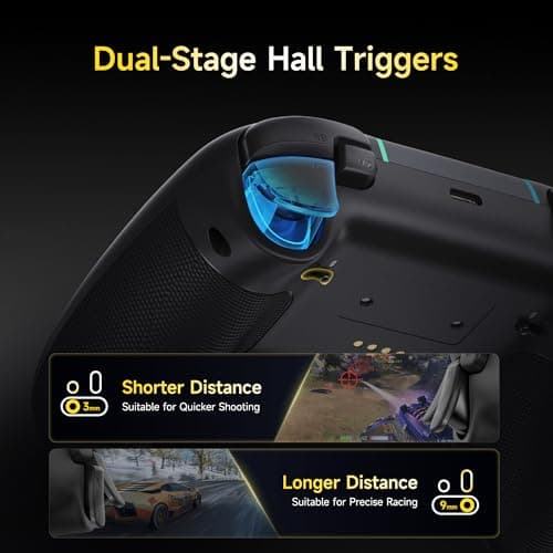 EasySMX X05 Pro Wireless PC Controller, Upgraded 2-Stage Triggers, Soft Click Buttons, Hall Joysticks, 1000Hz Polling, 8-Way D-Pad, 1000mAh Battery, Multi-Platforms Controller for PC/Switch/Android/iOS, Black — view 3