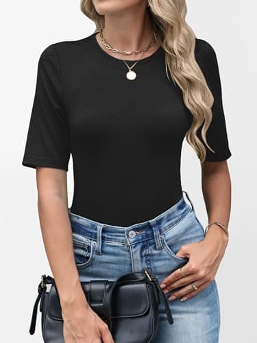 ANRABESS Womens Half Sleeve Tops Crewneck Shirts Basic Fit Tee Trendy 2026 Spring Summer Business Casual T-Shirts Black S — view 2