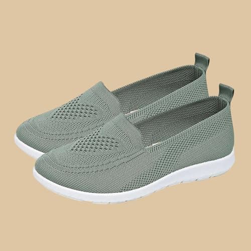 Women's Mesh Walking Shoes Summer Breathable Soft Arch Support Walking Anti-Skid Sports Shoes Army Green — view 5