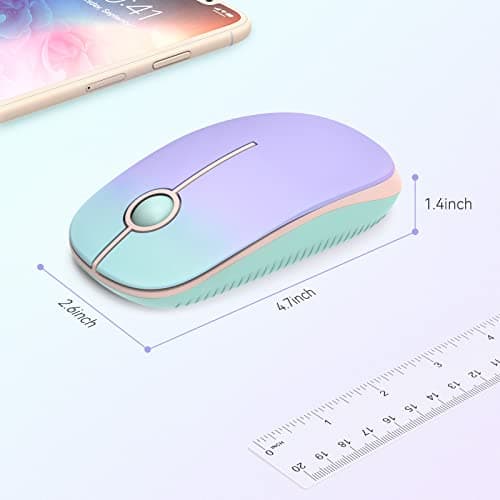 Unipows Wireless Mouse - 2.4G Slim Portable Computer Mouse with Nano Receiver, Less Noise Mobile Optical Mice for Notebook, PC, Laptop, Desktop (Gradient Mint Green) — view 5