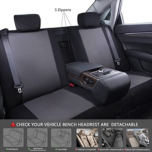CAR PASS Line Rider 11PCS Universal Fit Car Seat Cover -100% Breathable with 5mm Composite Sponge Inside,Airbag Compatible (Black with Gray) — view 4