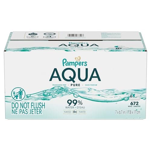 Pampers Aqua Pure Baby Wipes, 99% Water, Fragrance Free, Unscented, Water Based, Multi-Use, 672 Wipes Total (12X Flip-Top Packs) [Packaging May Vary] — view 17