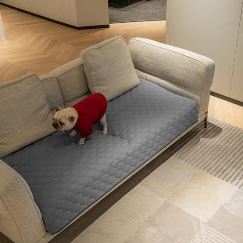 gogobunny 3X Stronger Waterproof Pet Blanket, Scratch Proof Furniture Protector for Dogs Cats, Reversible Cover 30x70 Inch, Dark Grey/Light Grey — view 6