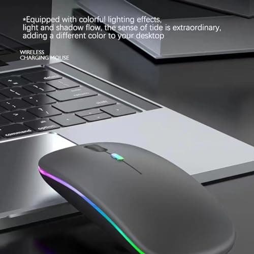 Guiheng Wireless Bluetooth Mouse,LED Dual Mode Rechargeable Silent Slim Laptop Mouse,Portable(BT5.2+USB Receiver) Dual Mode Computer Mice,for Laptop,Desktop Computer,ipad Tablet,Phone,TV (Grey) — view 5