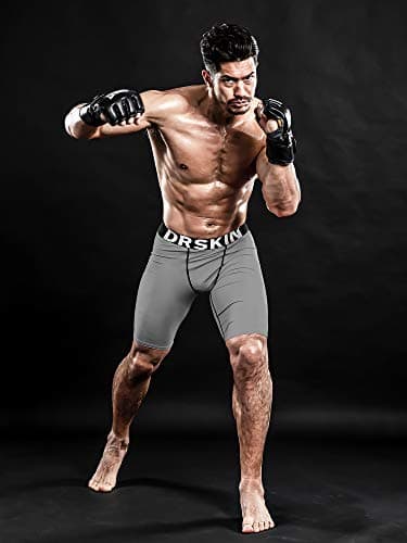 DRSKIN Men's 6, 4, 3 or 1 Pack Compression Shorts Pants Tights Baselayer Sports Running Athletic Active Underwear Workout, Line Gr304-gray, XX-Large — view 5