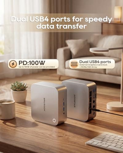 AOOSTAR MACO AMD Ryzen 7 H255 Barebone Mini PC(8C/16T, up to 4.9GHz), Radeon 780M Graphics Mini Computer, Support Four Display, with OCuLink Dual USB4, Support OpenClaw — view 5