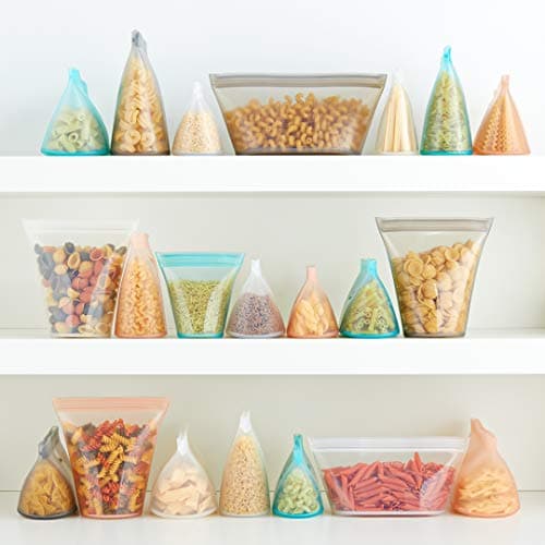 Zip Top Reusable 100% Silicone Food Storage Bags and Containers - Full Set- 3 Cups, 3 Dishes & 2 Bags - Lavender — view 5