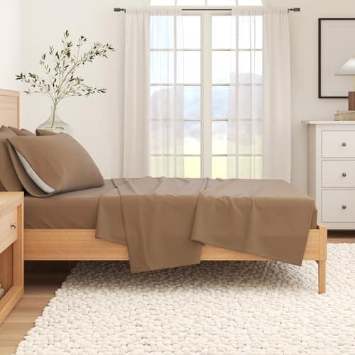 Great Bay Home Flannel Sheet Set Full Size - 100% Turkish Cotton, Double-Brushed, Winter Bed Sheets - Ultra-Soft, Cozy, 4-Piece Rustic Bedding Set (Dark Taupe) — view 5