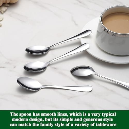 Teaspoons 12 Pieces 14cm, Berglander Stainless Steel Coffee Spoon Mini Spoons Set for Dessert, Ice Cream, Demitasse Espresso, Metal Cutlery Spoon for Restaurant, Café, Party, Wedding — view 5