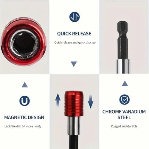 3Pcs Magnetic Drill Bit Holders - Quick Release Hex Shank Extension Bars for Power Tools, Screwdrivers, and Drill Bits — view 4