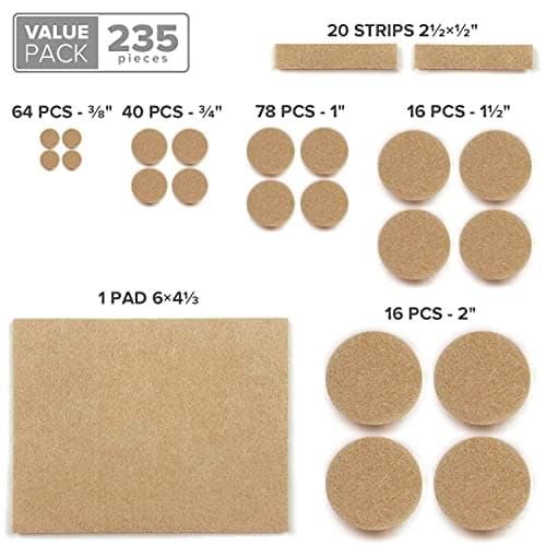 Felt Pads X-PROTECTOR - Giant 235 Pack Premium Furniture Pads. Huge Quantity Felt Furniture Pads Wood Floor Protectors for Furniture Feet – Best Hardwood Floor Protectors. Protect Your Wood Floors! — view 4