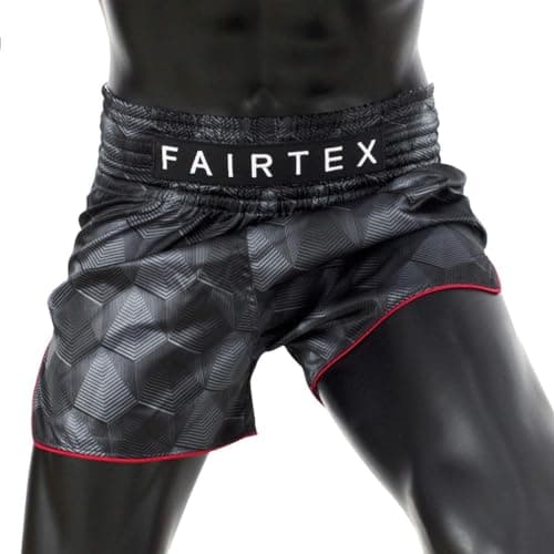 Fairtex New Muay Thai Boxing Shorts Slim Cut - Black, White, Red, Orange, Blue, Yellow, S, M, L, XL (Stealth - Black, Medium) — view 3