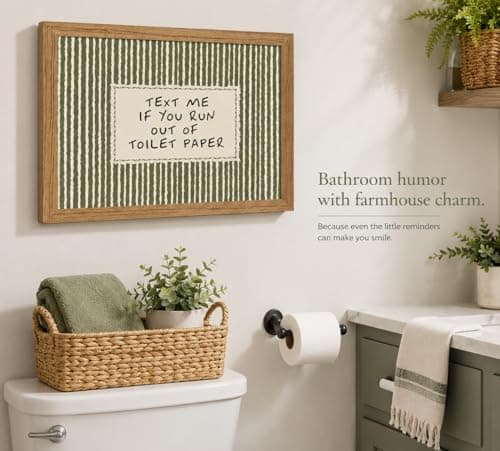 Framed Bathroom Quotes Art, Text Me If You Run Out of Toilet Paper, 8x10in