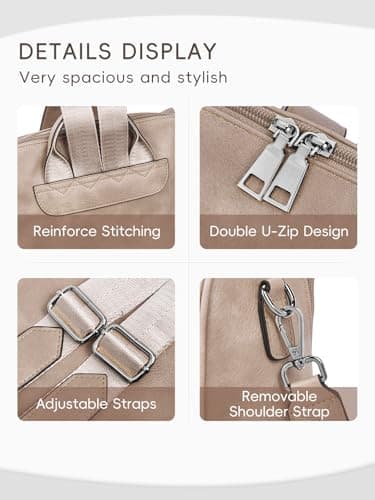 CLUCI Backpack for Women Fashion Vegan Leather Designer Bookbag Ladies Convertible Travel Backpack purse for Women — view 3