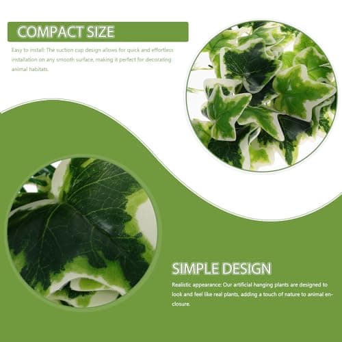 DOITOOL Artificial Fake Plant Reptile for Hanging with Decor Tank Easy Suction Cup, Plastic Leaves — view 2