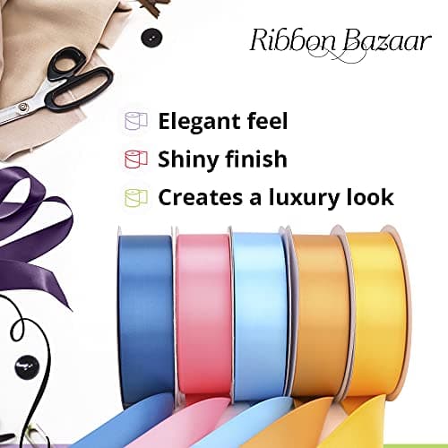 Ribbon Bazaar Double Faced Satin - Premium Gloss Finish - 100% Polyester Ribbon for Gift Wrapping, Crafts, Scrapbooking, Hair Bow, Decorating & More - 1-1/2" Eggplant 50yd Spool — view 2