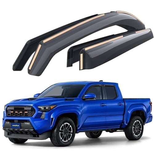 Goodyear Shatterproof in-Channel Window Deflectors for Toyota Tacoma Double Cab 2024-2026, Rain Guards, Window Visors for Cars, Vent Deflector, Car Accessories, 4 pcs - GY008051