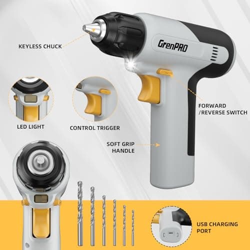 GRENPRO Tool Set Drill Set, 188PCS Tool Kit For Home with Cordless Drill Power, Tool Kit for Women & Men, Basic Household Auto Repair Hand Tool Box, Glue Gun Tools Sets & Electric Drill tools for Mens — view 8