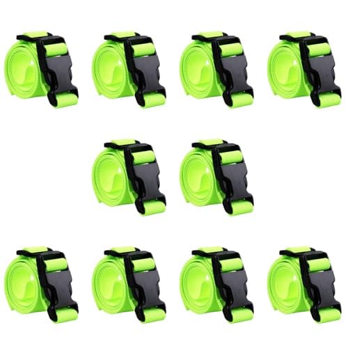 MAGARROW 24" 40" 60" Strap Buckle Packing Straps Adjustable 1-Inch Belt Rope (Set of 10) (Neon Green, 1" Wide - 40" Long)