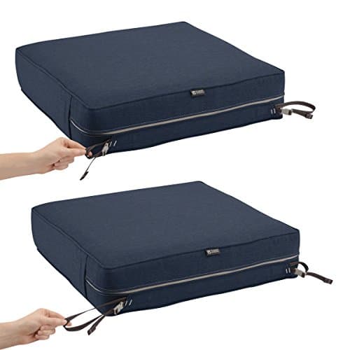 Classic Accessories 62-020-INDIGO-EC Montlake Seat Cushion Foam and Slip Cover, Heather Indigo, 25" Wide x 25" deep x 5" Thick — view 6