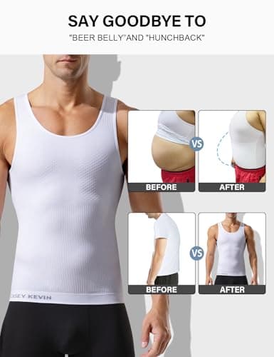 Casey Kevin Men's Firm Compression Tank Top 4 Pack Tummy Control Shirt — view 3